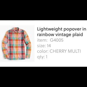 J.CREW Lightweight Popover Plaid Shirt